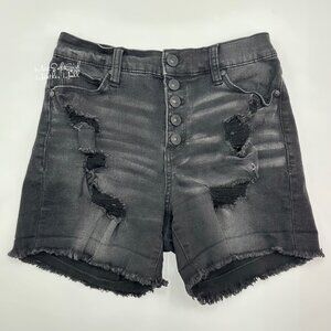 Rewash Black Distressed Button Fly Denim Shorts Size O/24